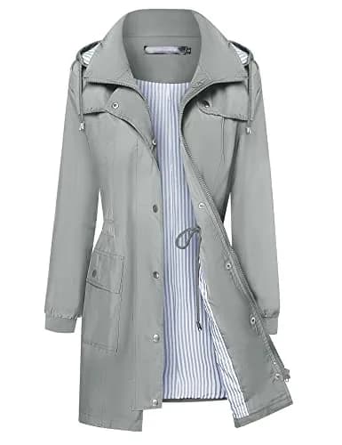 Bloggerlove Waterproof Rain Jacket for Women Lightweight & Hooded | Outdoor Spring Coat in Grey (0.81 Fl Oz) thumbnail 1