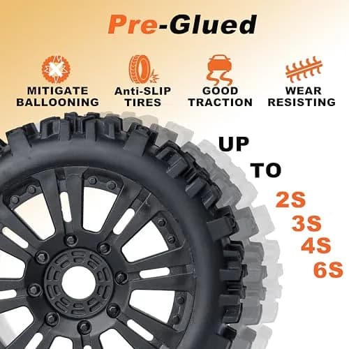 RC Station 1/8 Scale RC Buggy Tires 17mm Hex Wheels (120mm x 42mm) | Off-Road Grip for Arrma, Losi, HPI thumbnail 4
