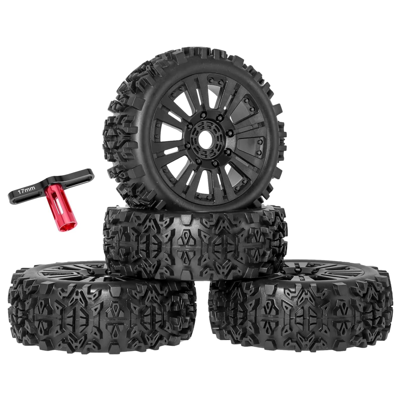 RC Station 1/8 Scale RC Buggy Tires 17mm Hex Wheels (120mm x 42mm) | Off-Road Grip for Arrma, Losi, HPI - main product image