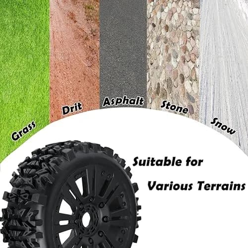 RC Station 1/8 Scale RC Buggy Tires 17mm Hex Wheels (120mm x 42mm) | Off-Road Grip for Arrma, Losi, HPI thumbnail 8