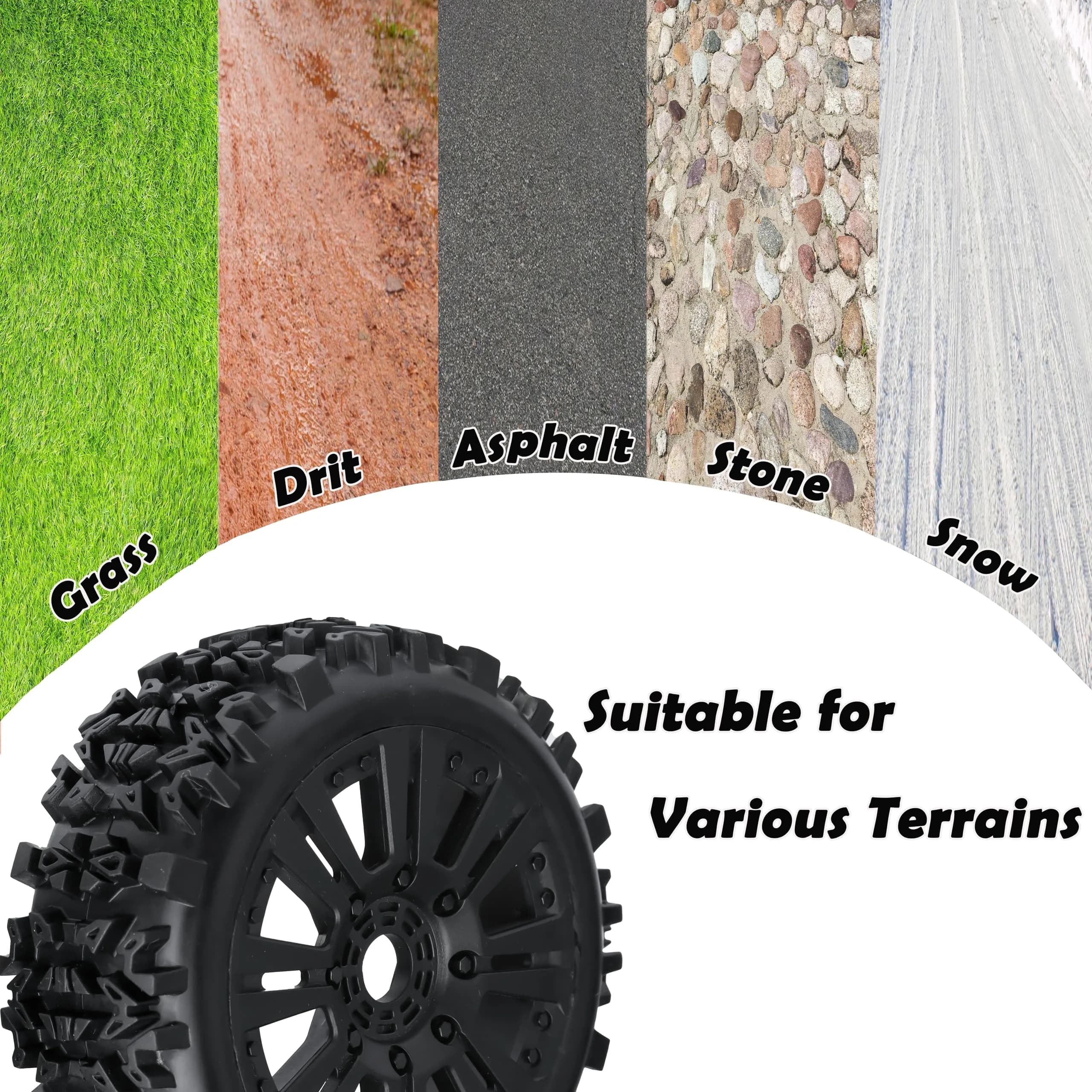 RC Station 1/8 Scale RC Buggy Tires 17mm Hex Wheels (120mm x 42mm) | Off-Road Grip for Arrma, Losi, HPI - view 8
