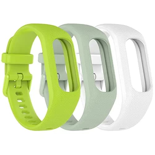 Gheper Soft Silicone Bands Compatible with Garmin Vivosmart 5 Straps 18mm (3 Pack, Lime/Mint/White) thumbnail 1