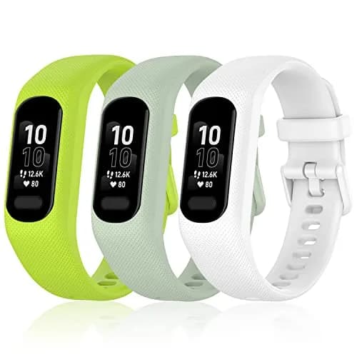 Gheper Soft Silicone Bands Compatible with Garmin Vivosmart 5 Straps 18mm (3 Pack, Lime/Mint/White) thumbnail 2