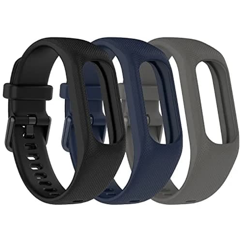 Gheper Soft Silicone Bands Compatible with Garmin Vivosmart 5 Straps 18mm (5.8"-8.5" Wrists) | 3-Pack Replacement Wristbands with Metal Clasp thumbnail 1
