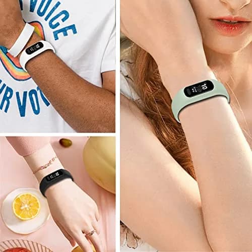 Gheper Soft Silicone Bands Compatible with Garmin Vivosmart 5 Straps 18mm (3 Pack, Black/White/Mint) | Secure Metal Clasp Buckle thumbnail 5