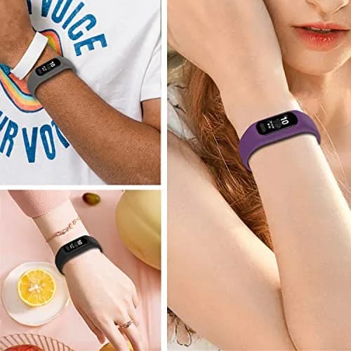 Gheper Soft Silicone Bands Compatible with Garmin Vivosmart 5 Straps (3 Pack, Purple/Grey/Black) thumbnail 5