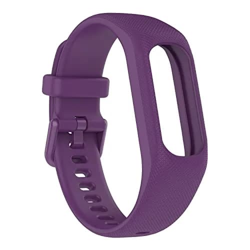Gheper Soft Silicone Bands Compatible with Garmin Vivosmart 5 Straps (3 Pack, Purple/Grey/Black) thumbnail 6