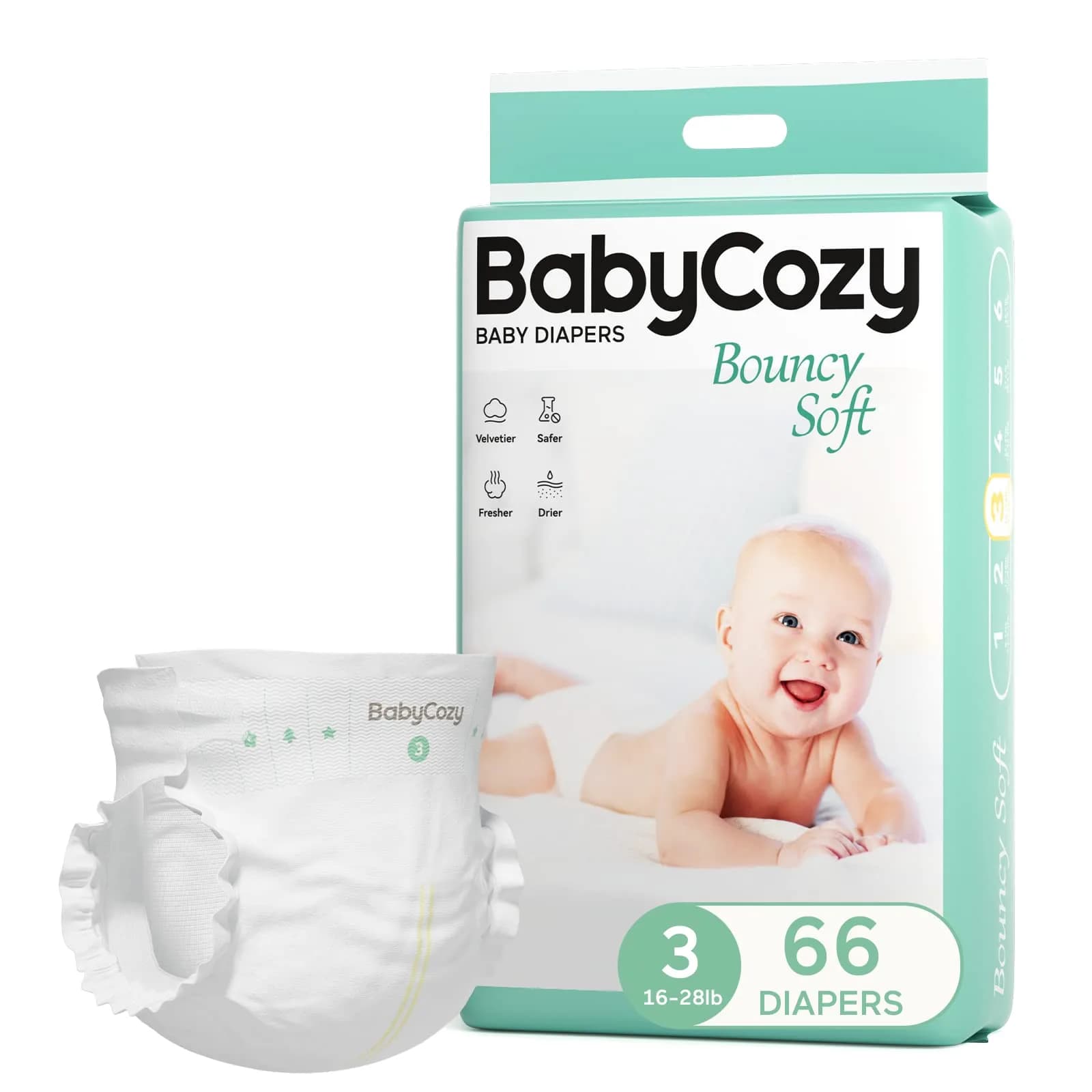 Babycozy Size 3 Disposable Diapers 16-28lb | Hypoallergenic & Eco-Friendly
