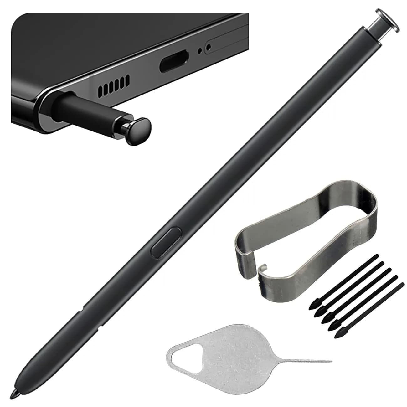 Bestdealing S22 Ultra 5G S Pen Replacement Stylus for Samsung Galaxy S22 Ultra 5G 6.8" Phantom Black | Non-Bluetooth Stylus with 5 Tips & Repair Tool — Phantom Black