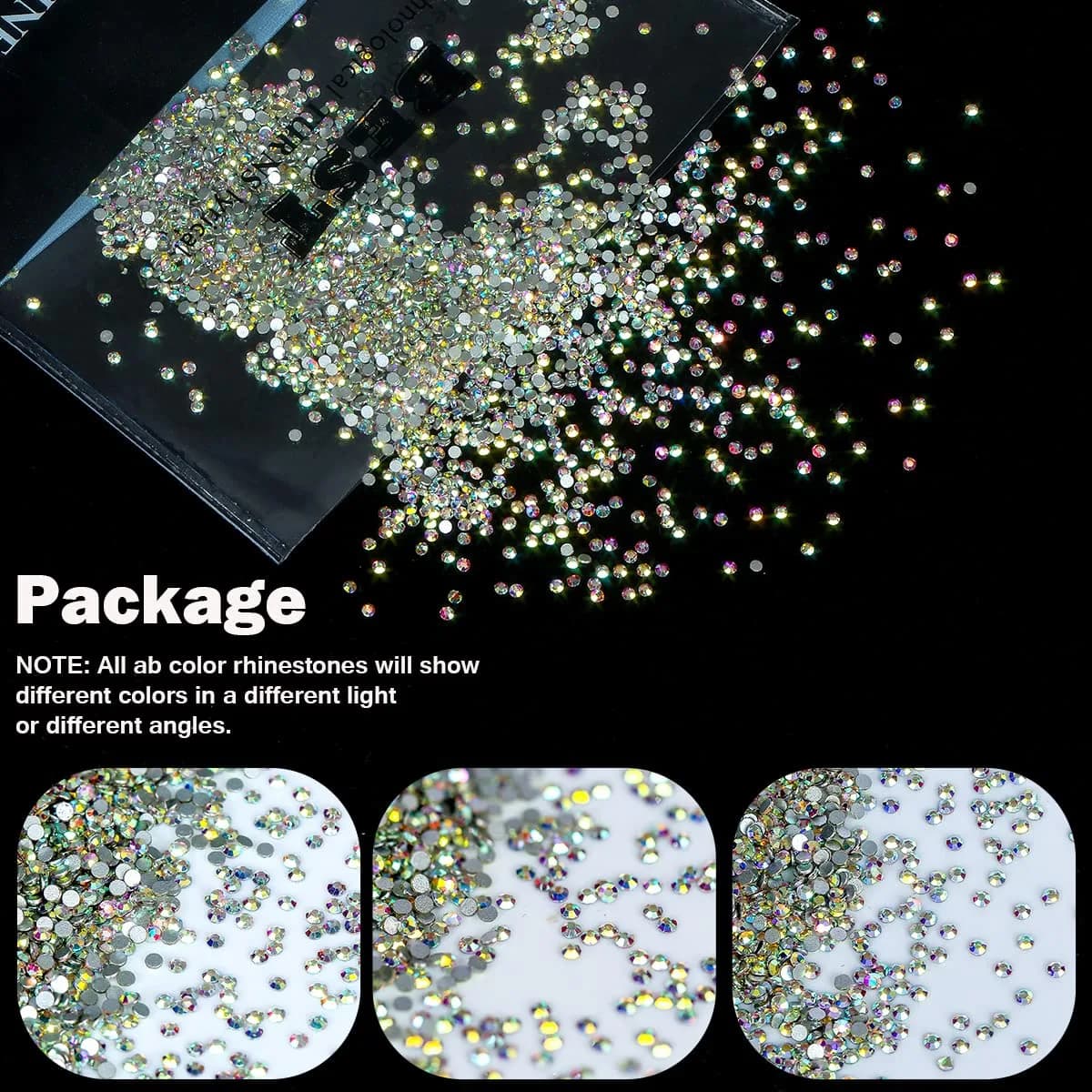 Novani Glass Crystal AB Rhinestones SS3 (1.2mm) - 5760pcs | Sparkle Like Diamond Flatback Gems for Nail Art & Crafts - view 5