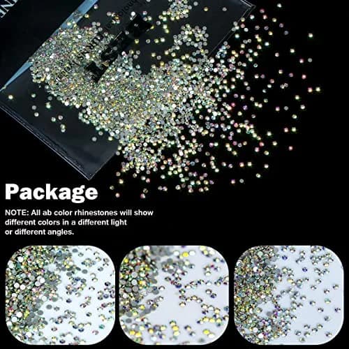 Novani Glass Crystal AB Rhinestones SS3 (1.2mm) - 5760pcs | Sparkle Like Diamond Flatback Gems for Nail Art & Crafts thumbnail 5