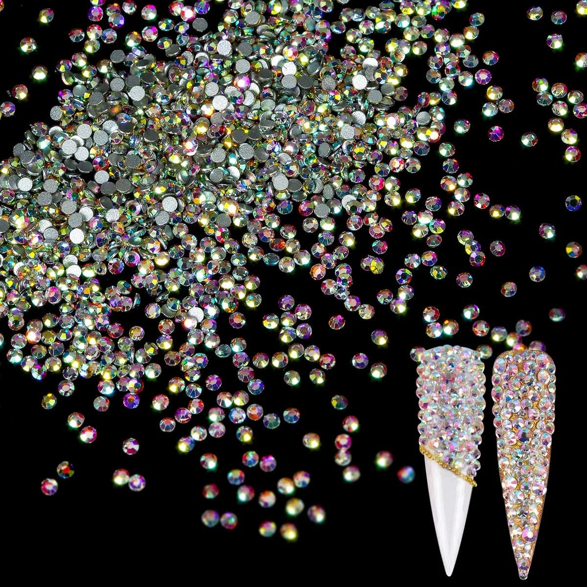 Novani Glass Crystal AB Rhinestones SS3 (1.2mm) - 5760pcs | Sparkle Like Diamond Flatback Gems for Nail Art & Crafts - view 2