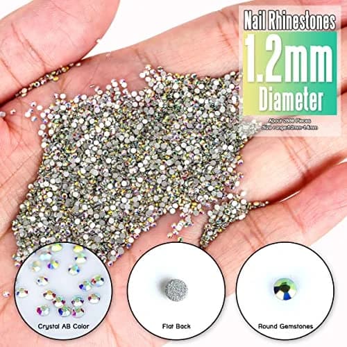 Novani Glass Crystal AB Rhinestones SS3 (1.2mm) - 5760pcs | Sparkle Like Diamond Flatback Gems for Nail Art & Crafts thumbnail 3
