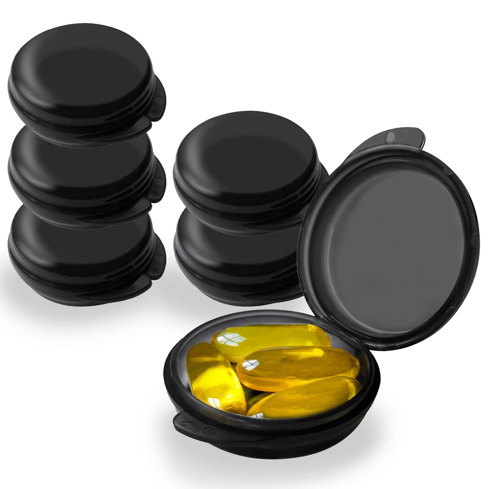 UHOUSE Small Pill Box (6 PCS, 4cm Diameter) | Portable Medicine Storage Container - main product image