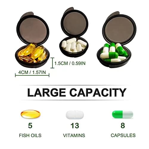 UHOUSE Small Pill Box (6 PCS, 4cm Diameter) | Portable Medicine Storage Container thumbnail 3