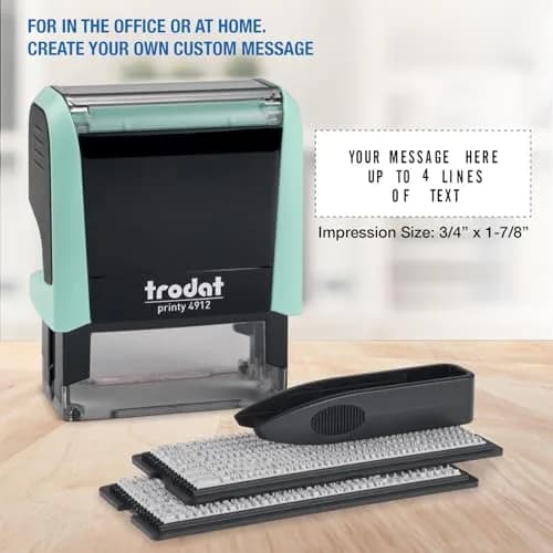 Trodat Printy 4912 Self Inking DIY Stamp Kit – Black Ink, 3/4” x 1-7/8” | Customizable message stamp thumbnail 3