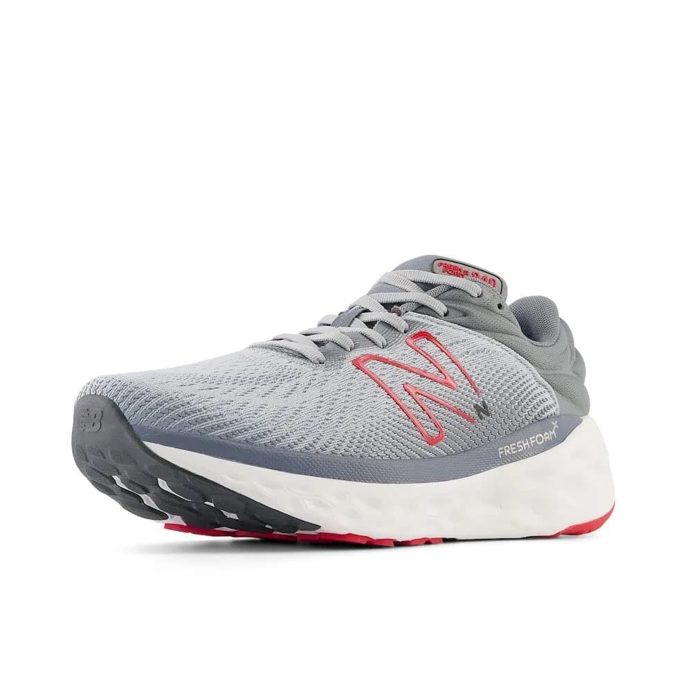 New Balance Men's Fresh Foam X 840F V1 Running Shoe 12 M | Max Cushion, Breathable Mesh, No-Sew Fit — Aluminum Grey/True Red / 9 Wide