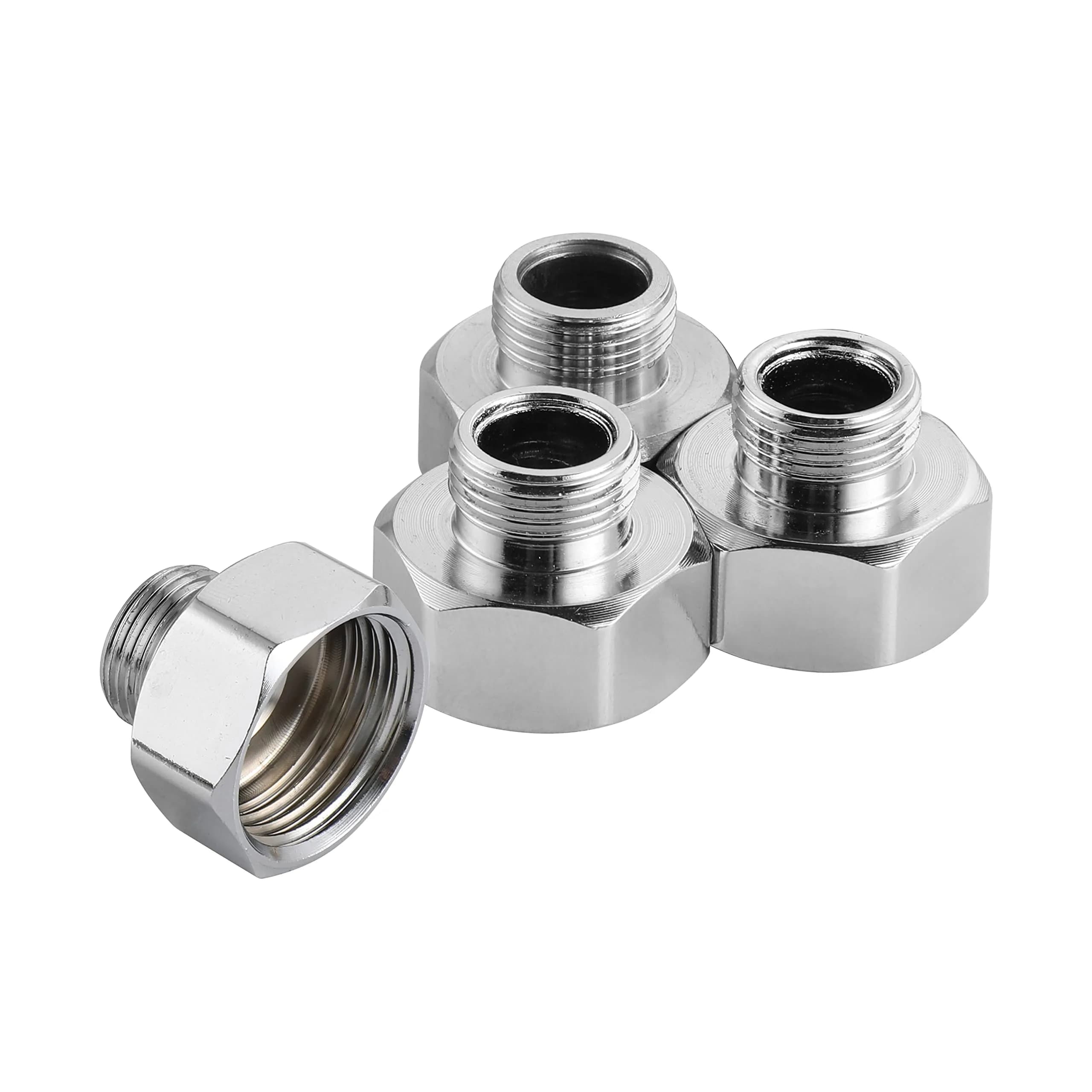 Stanweemix Water Line Adapter 1/2" Female to 3/8" Male | Stainless Steel, Rust-Resistant, 4 pcs — Chrome