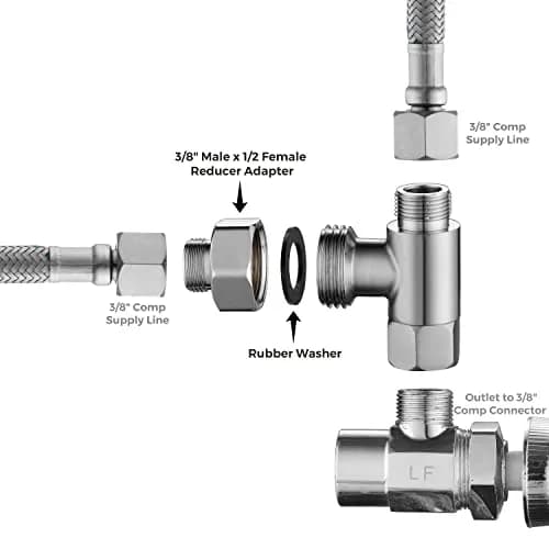 Stanweemix Water Line Adapter 1/2" Female to 3/8" Male | Stainless Steel, Rust-Resistant, 4 pcs thumbnail 5