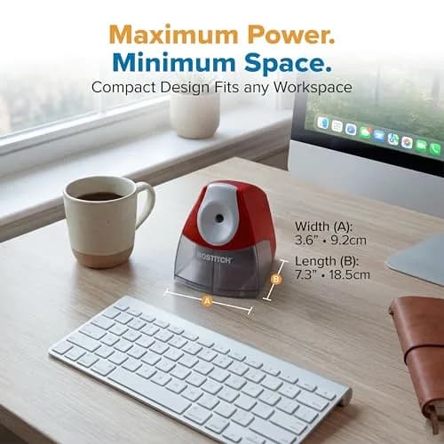 Bostitch Electric Pencil Sharpener for Classroom and Desk, Stall Free, Red | 7-Year Warranty thumbnail 6