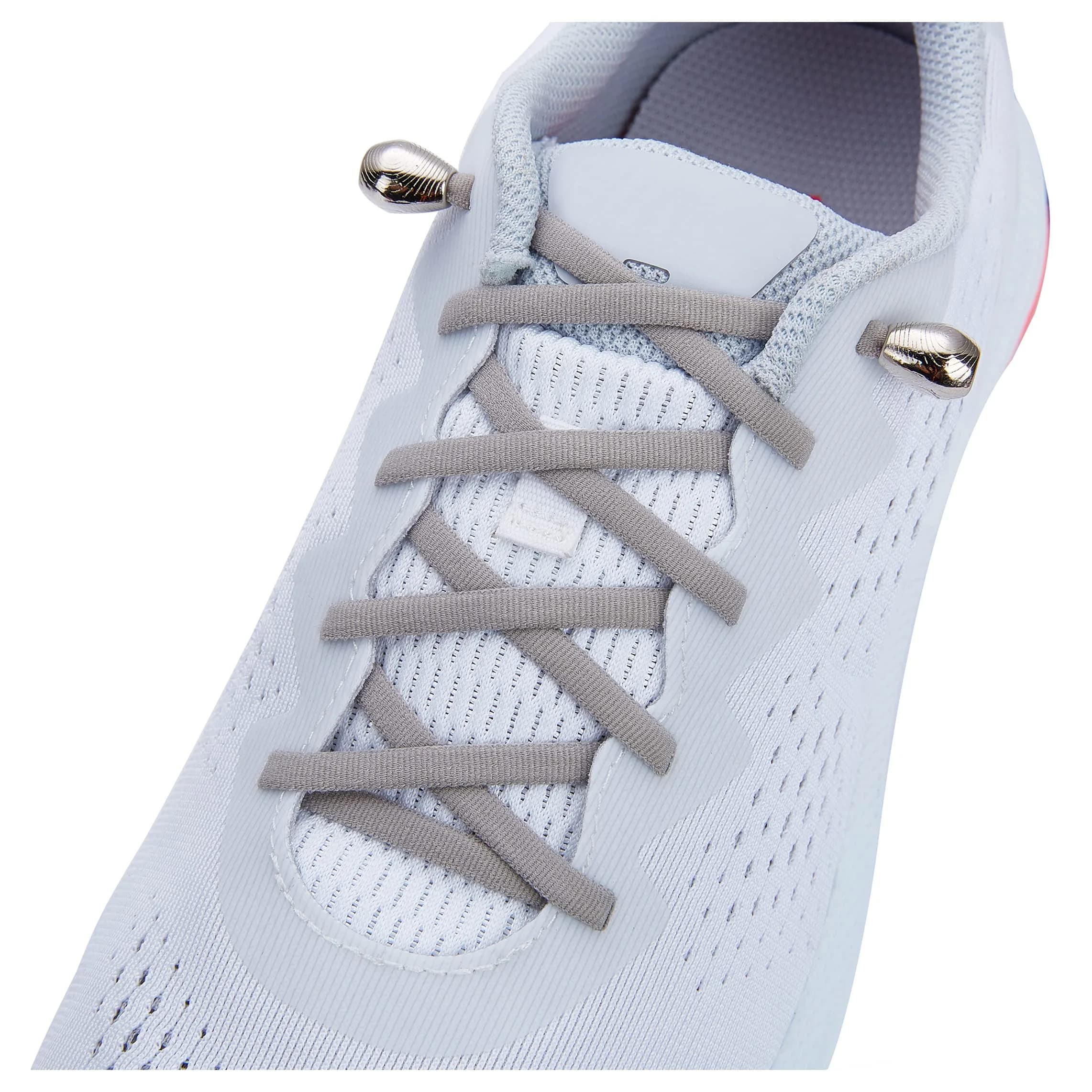anan520 Tieless Elastic Shoe Laces Navy Blue | No Tie Sneakers for Kids & Adults — 1grey