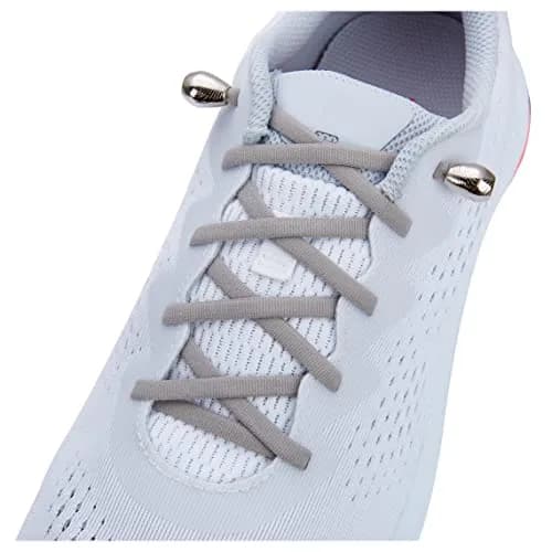 anan520 Tieless Elastic Shoe Laces | No Tie Slip-On Support for Kids & Adults, Grey thumbnail 1