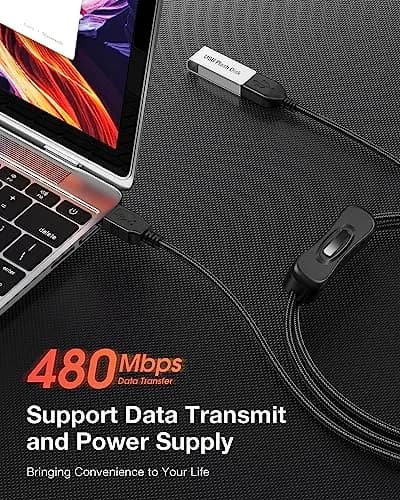 ANDTOBO USB Extension Cable with On/Off Switch, 2 Pack, 100cm (3.3ft) | Adds Convenient Control to USB Devices thumbnail 2