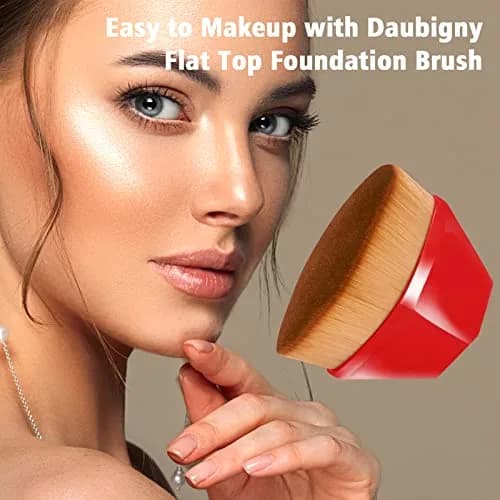 Daubigny Foundation Brush 60mm Red | Flawless Makeup Application with Protective Case thumbnail 2