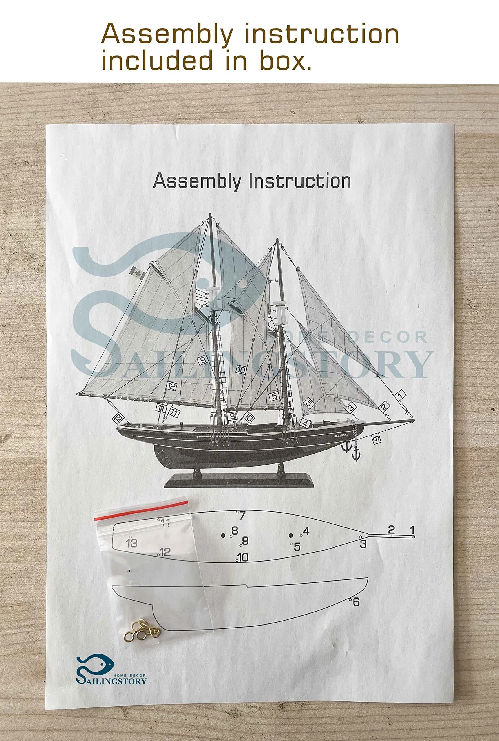SAILINGSTORY Bluenose 1/60 Scale Wooden Sailboat Model Ship Replica Large | 82 cm (32" L) Nautical Display - view 5