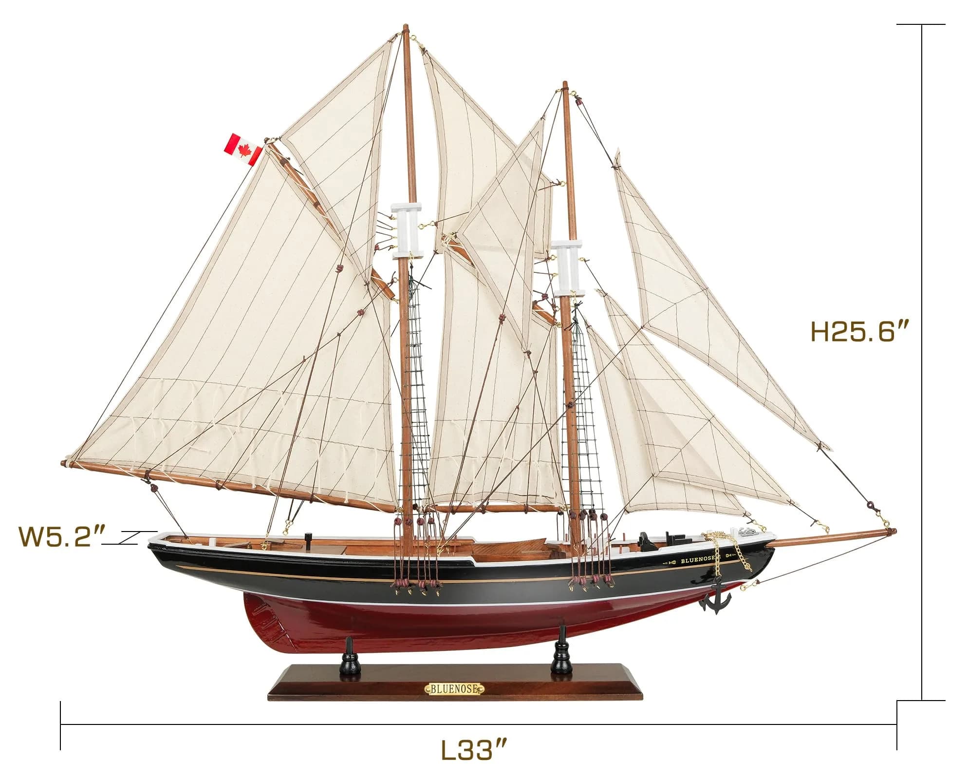 SAILINGSTORY Bluenose 1/60 Scale Wooden Sailboat Model Ship Replica Large | 82 cm (32" L) Nautical Display - view 2