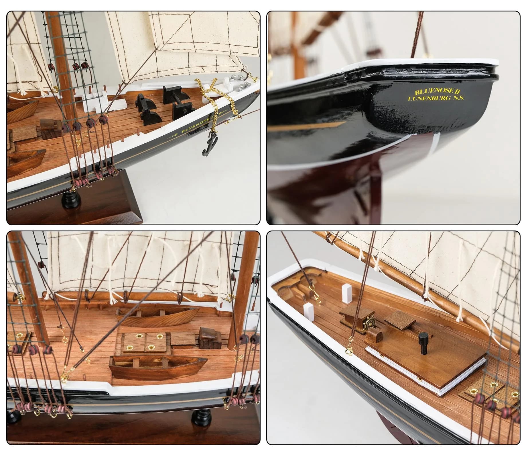 SAILINGSTORY Bluenose 1/60 Scale Wooden Sailboat Model Ship Replica Large | 82 cm (32" L) Nautical Display - view 4