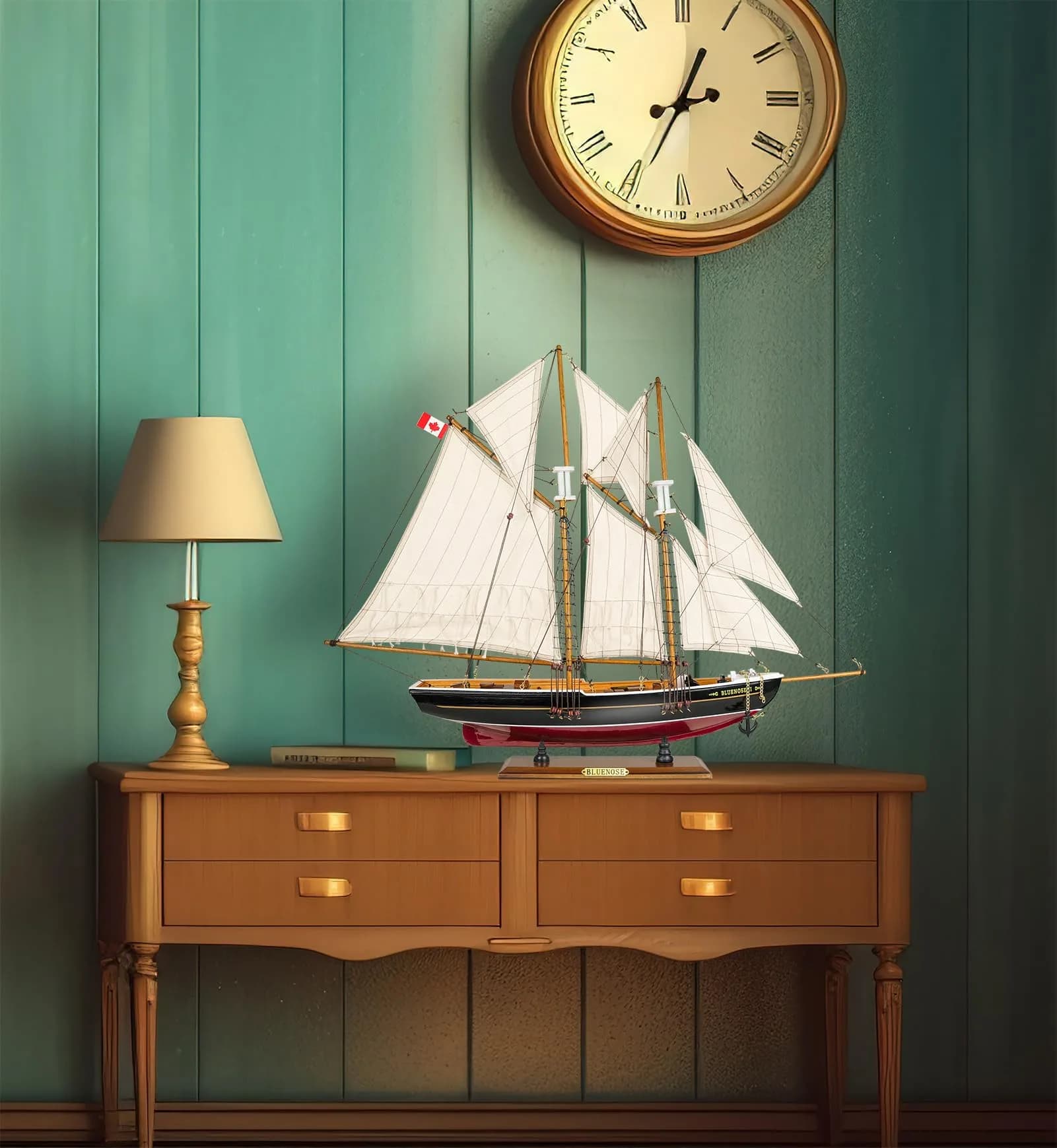 SAILINGSTORY Bluenose Wooden Sailboat Model Ship 67.3cm (26.5"L x 3.95"W x 21.25"H) | Historical Nautical Decor - view 6