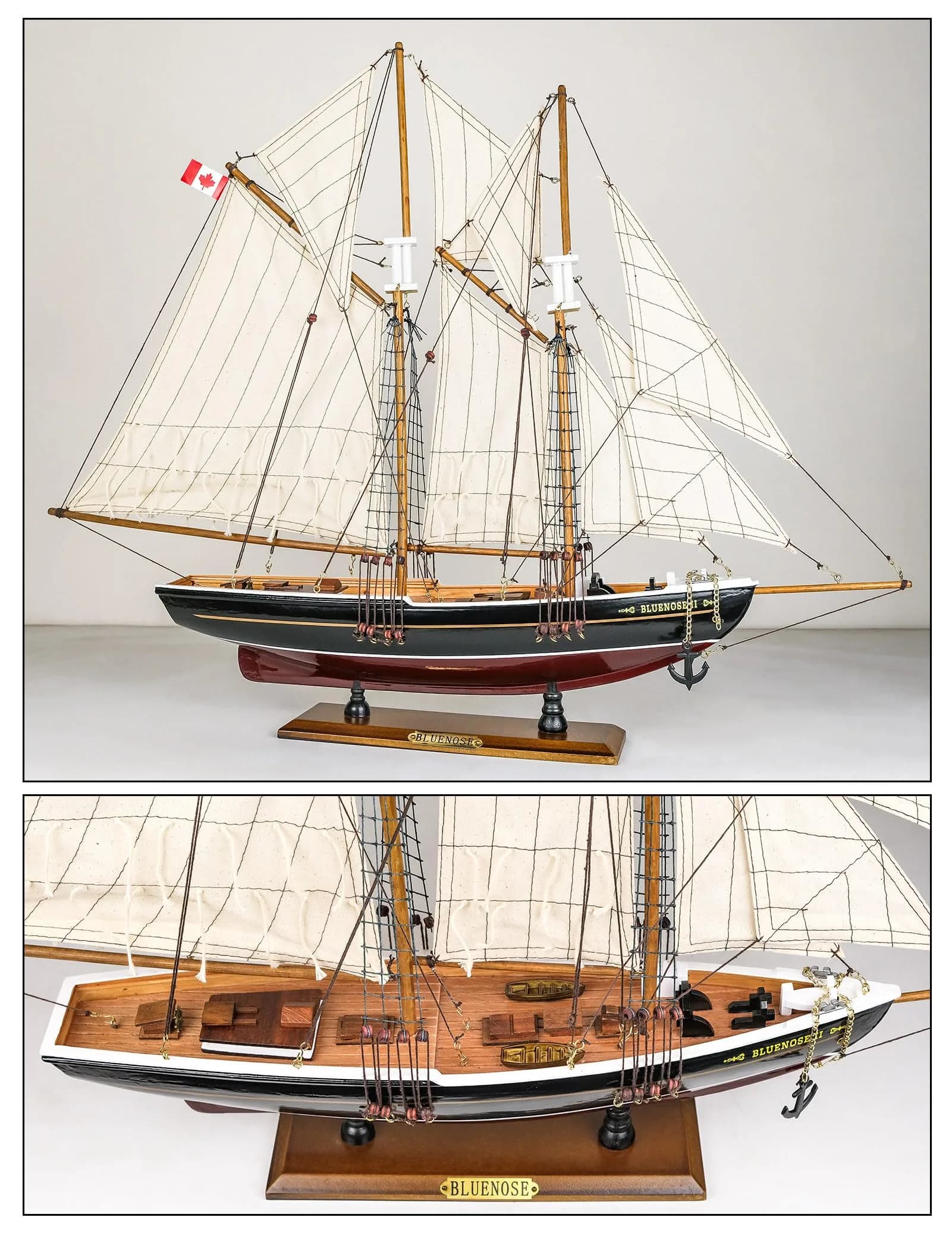 SAILINGSTORY Bluenose Wooden Sailboat Model Ship 67.3cm (26.5"L x 3.95"W x 21.25"H) | Historical Nautical Decor - view 3
