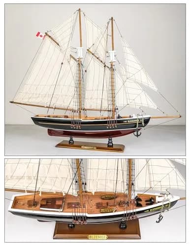 SAILINGSTORY Bluenose Wooden Sailboat Model Ship 67.3cm (26.5"L x 3.95"W x 21.25"H) | Historical Nautical Decor thumbnail 3