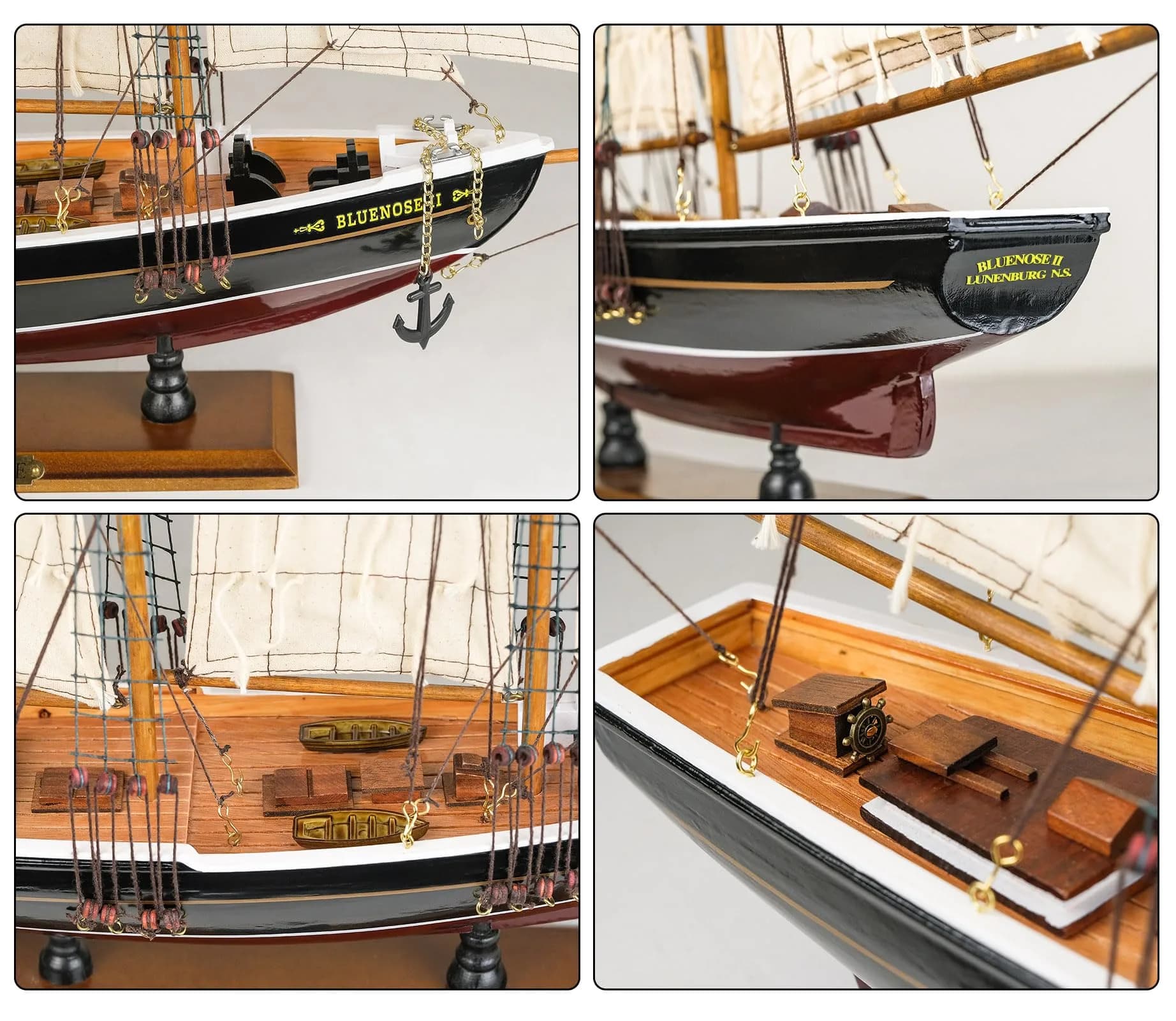 SAILINGSTORY Bluenose Wooden Sailboat Model Ship 67.3cm (26.5"L x 3.95"W x 21.25"H) | Historical Nautical Decor - view 4