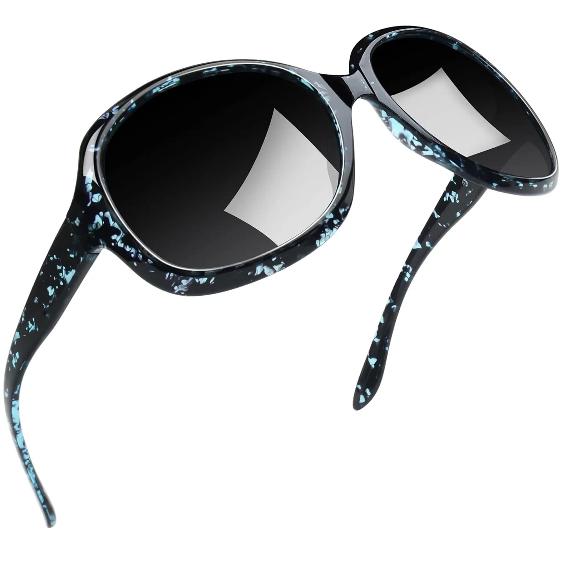 Joopin B19-Blue Leopard/Black Oversized Butterfly Sunglasses for Women with Polarized UV400 Protection - main product image