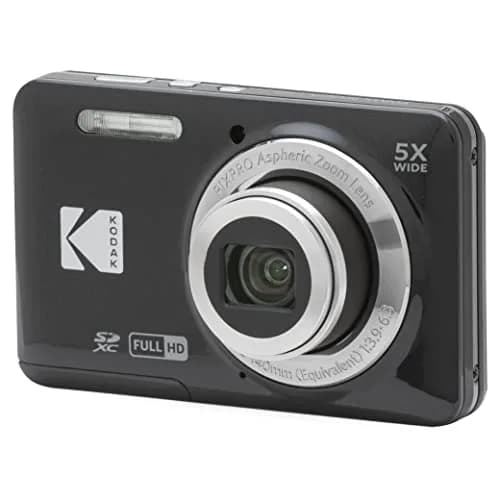 KODAK PIXPRO FZ55 Digital Camera Gray 16MP CMOS 5X Optical Zoom 28mm Wide Angle 1080P Full HD Video 2.7" LCD | Compact Point and Shoot Camera — Black