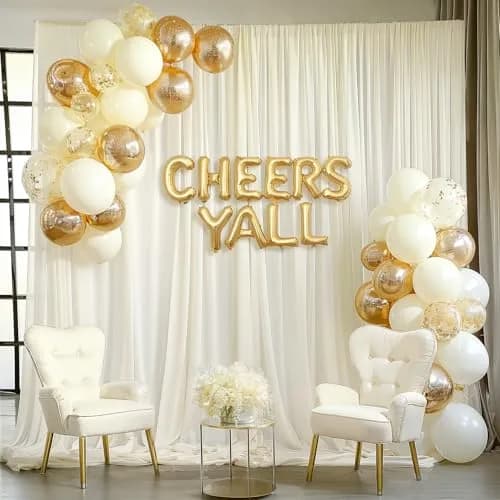 Wish Care 10ft x 10ft Ivory Sheer Chiffon Backdrop Curtain Drapes (2 Panels, 3m x 3m) | Wrinkle-Free Fabric for Weddings & Events thumbnail 8