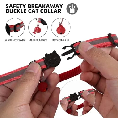SimpleThings Red Airtag Cat Collar with Bell & Safety Buckle | Reflective Nylon, Adjustable 22-35cm thumbnail 4