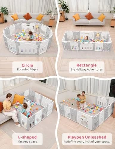 Dripex Baby Playpen 10-Panel Foldable Grey White | Safe, Adjustable & Educational Play Area thumbnail 4