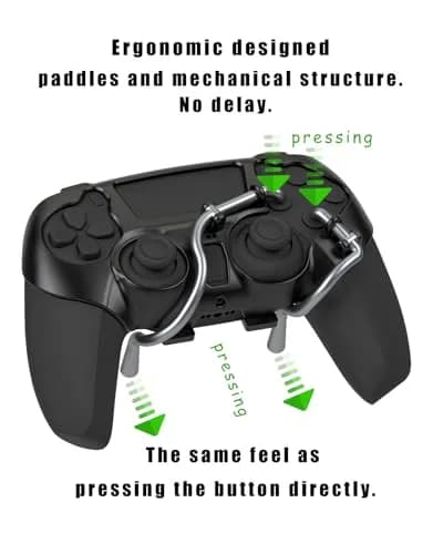 EXknight Leverback FPS Mechanical Paddles Attachment for PS5 Controller | Ergonomic Back Buttons (Black) thumbnail 3