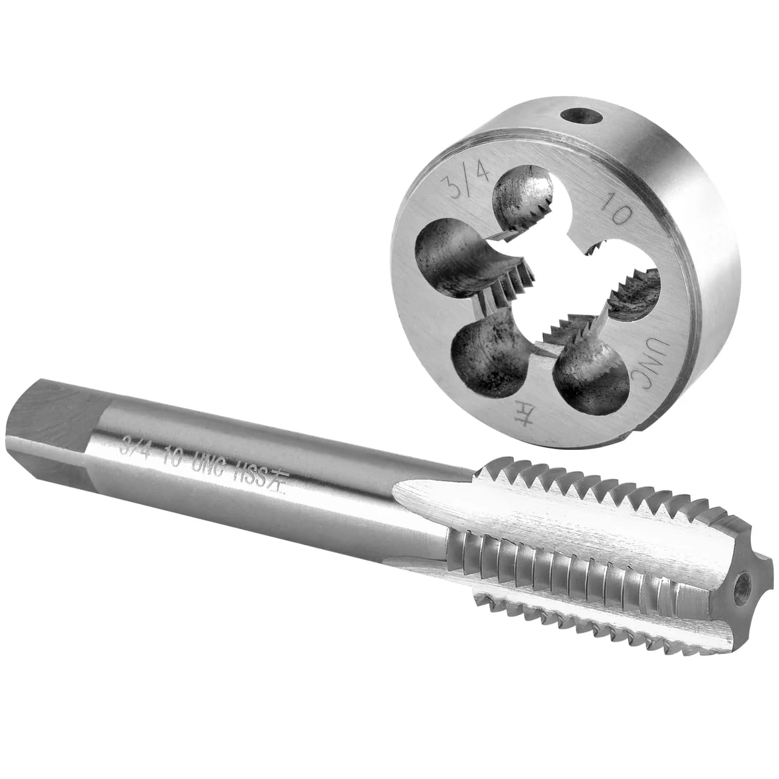 Burkit 3/4"-10 UNC Left Hand Tap and Die Set | 264g (0.58lb) HSS & Alloy Steel — 3/4"-10 Left Hand
