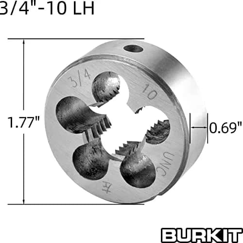 Burkit 3/4"-10 UNC Left Hand Tap and Die Set | 264g (0.58lb) HSS & Alloy Steel thumbnail 3