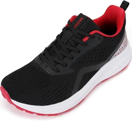 BRONAX Men's Wide Toe Box Tennis Shoes 12 Black Red | Supportive, Breathable & Durable for Active Men thumbnail 1