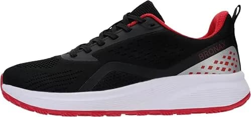 BRONAX Men's Wide Toe Box Tennis Shoes 12 Black Red | Supportive, Breathable & Durable for Active Men thumbnail 5