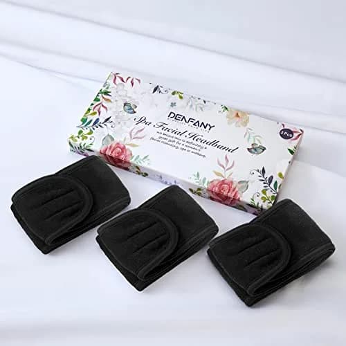Denfany Soft Terry Cloth Spa Headband | Adjustable & Absorbent for Face Washing, Yoga, Makeup Removal thumbnail 4