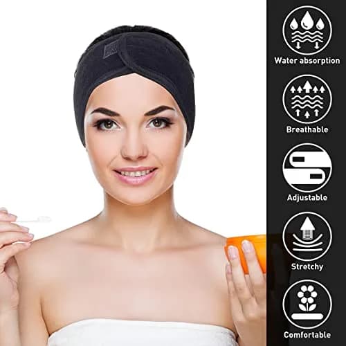 Denfany Soft Terry Cloth Spa Headband | Adjustable & Absorbent for Face Washing, Yoga, Makeup Removal thumbnail 5