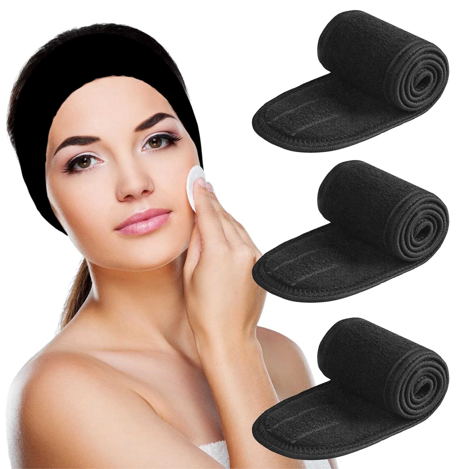Denfany Soft Terry Cloth Spa Headband | Adjustable & Absorbent for Face Washing, Yoga, Makeup Removal - main product image