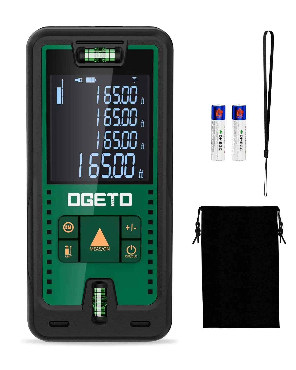 Ogeto Laser Distance Meter 165ft (50m) with Dual Bubble Levels & Pythagorean Mode | Accurate Digital Measuring Tool - main product image