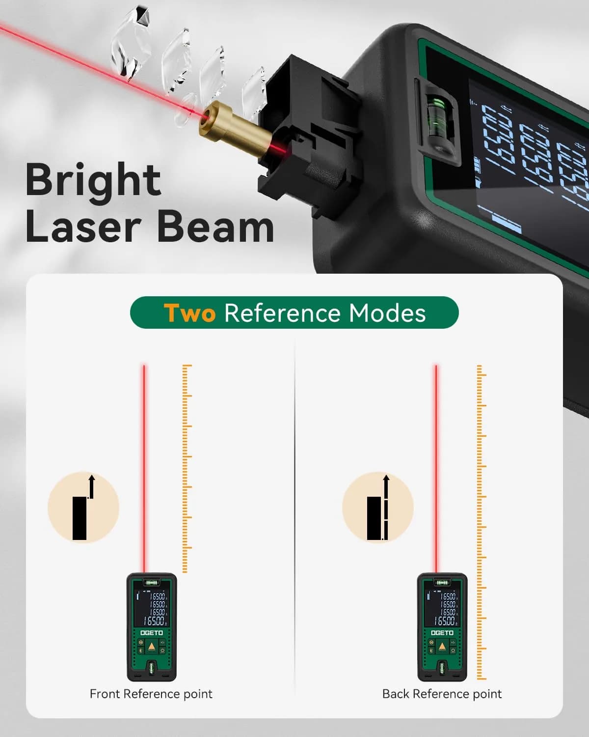 Ogeto Laser Distance Meter 165ft (50m) with Dual Bubble Levels & Pythagorean Mode | Accurate Digital Measuring Tool - view 5